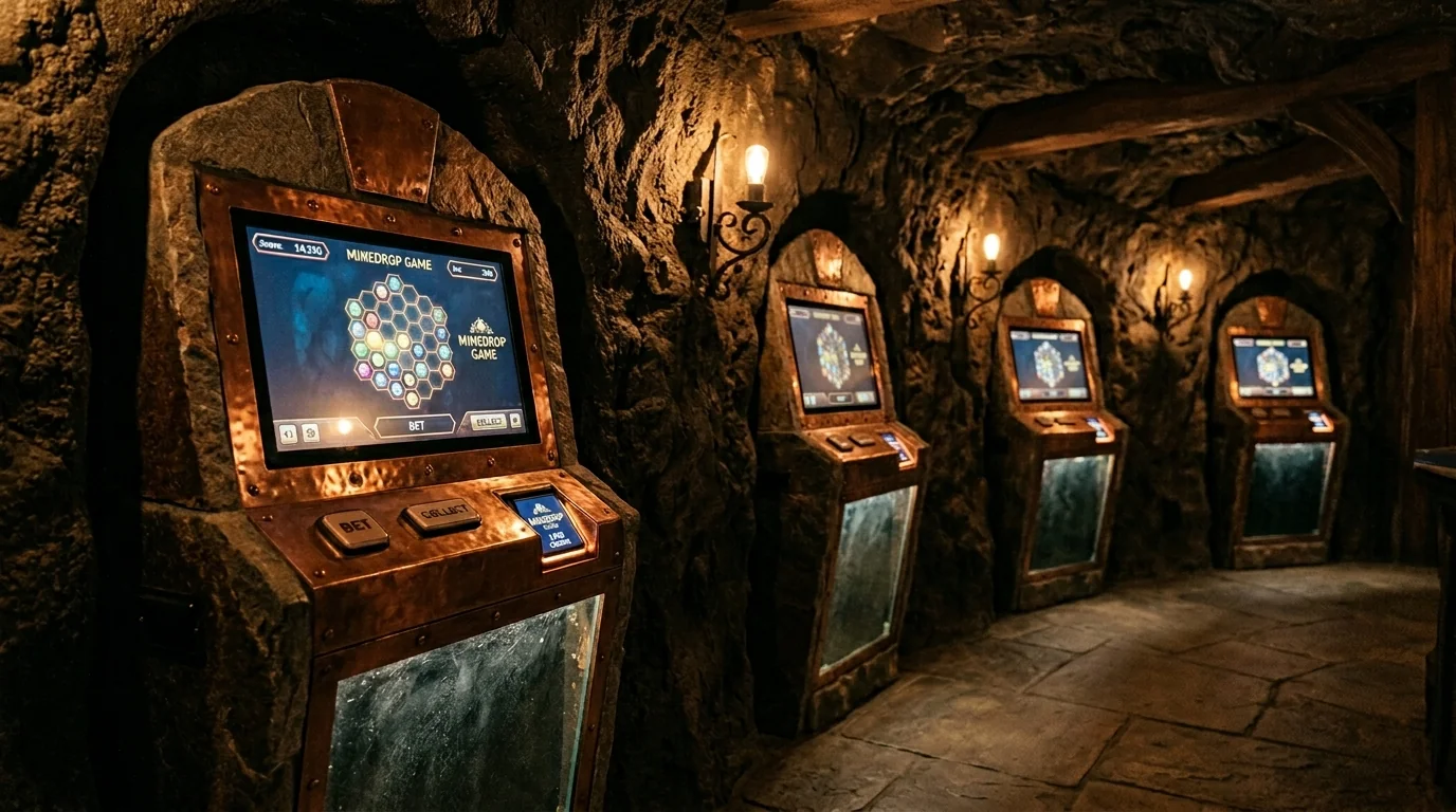 Glowing diamond blocks in a dark cave